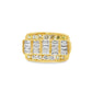 Finish Round & Baguette Cut Ring Wedding Band 2.98 ctw Diamond 10K Yellow Gold