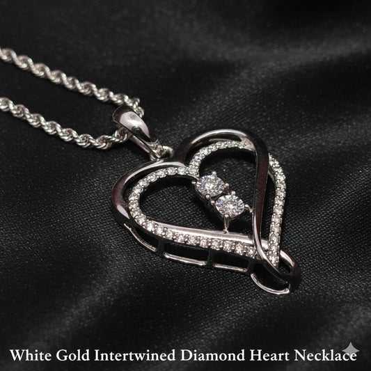 10K White Gold Diamond Heart Pendant with Rope Chain for Women 0.55 CTW | Jewelry Palace
