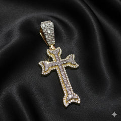 10K Yellow Gold Baguette Diamond Cross Pendant 1.80ctw
