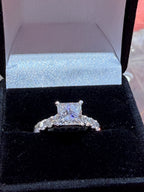 2.01 CT Princess Cut IGI Certified Lab Grown Diamond Engagement Ring – 18K White Gold 3.01 ctw Overall