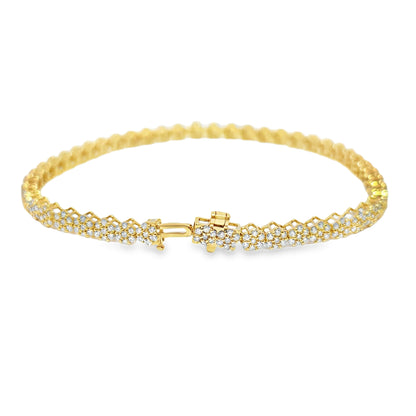Women's Flower Bracelet 2.60 ctw Diamond 10K Yellow Gold