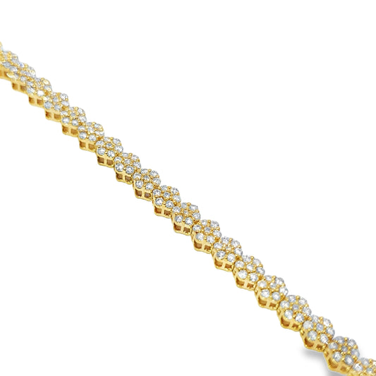 10K Yellow Gold Women’s Diamond Flower Bracelet 2.60 ctw – Floral Tennis Design | Jewelry Palace