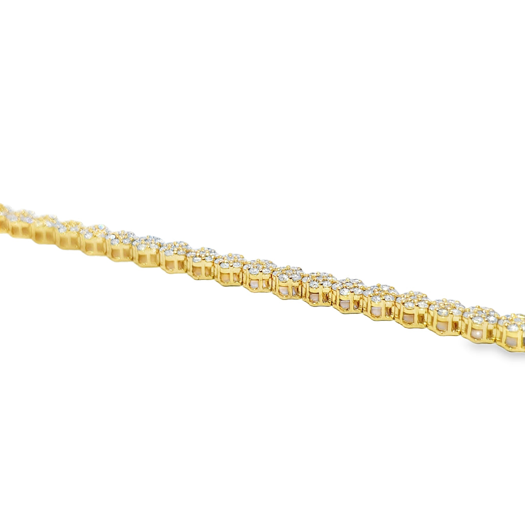 10K Yellow Gold Women’s Diamond Flower Bracelet 2.60 ctw – Floral Tennis Design | Jewelry Palace