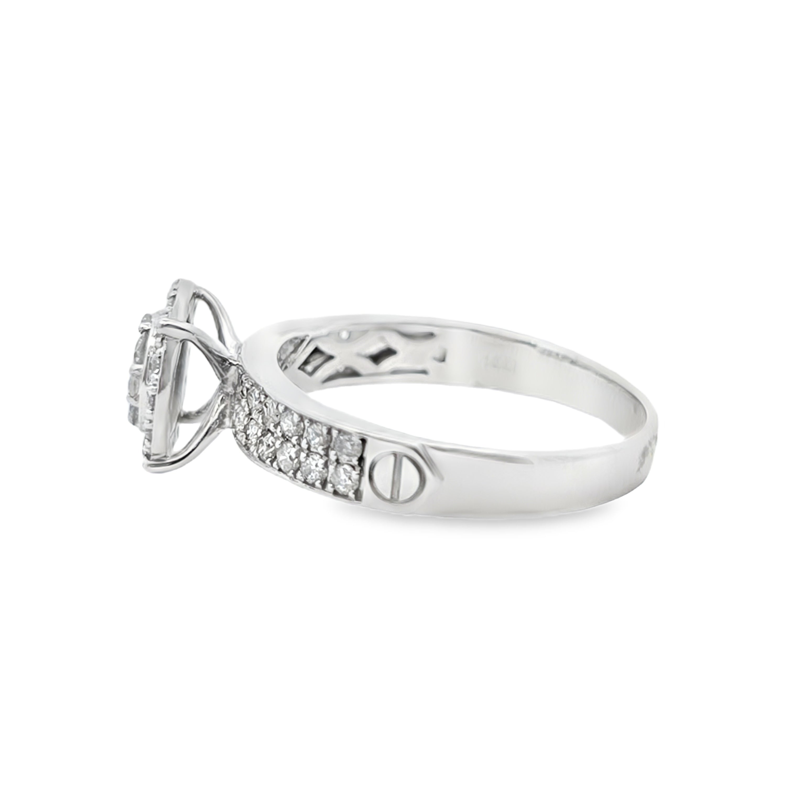 Diamond Wedding Set Ring 0.97 ctw 14K White Gold