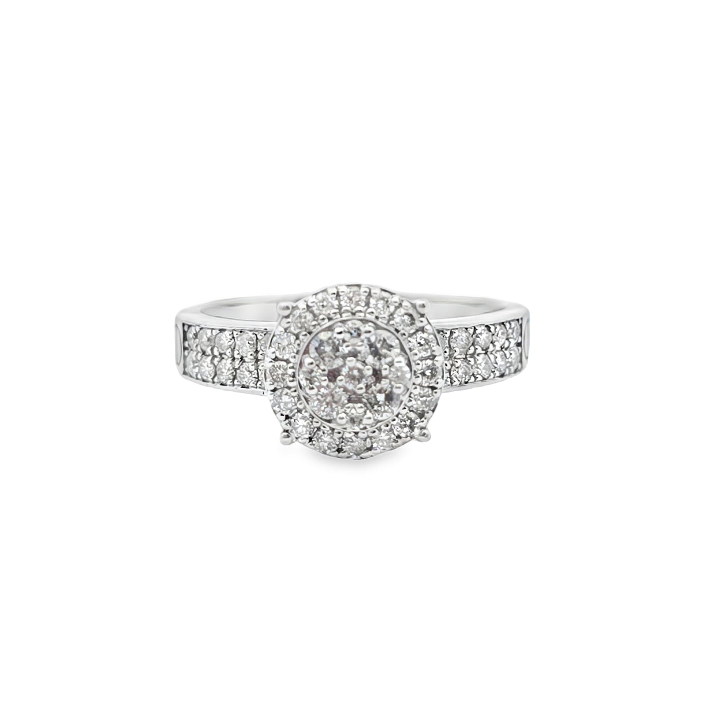 Diamond Wedding Set Ring 0.97 ctw 14K White Gold