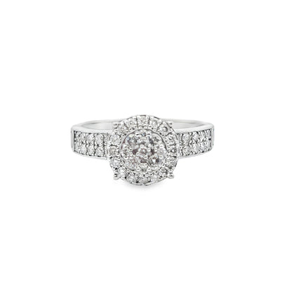 Diamond Wedding Set Ring 0.97 ctw 14K White Gold