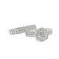 Diamond Wedding Set Ring 0.97 ctw 14K White Gold