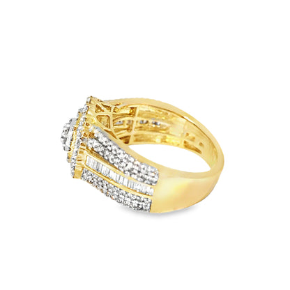 Womens Cluster Halo Diamond Ring 1.17 ctw 10K Yellow Gold