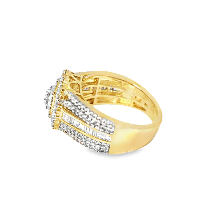 Womens Cluster Halo Diamond Ring 1.17 ctw 10K Yellow Gold