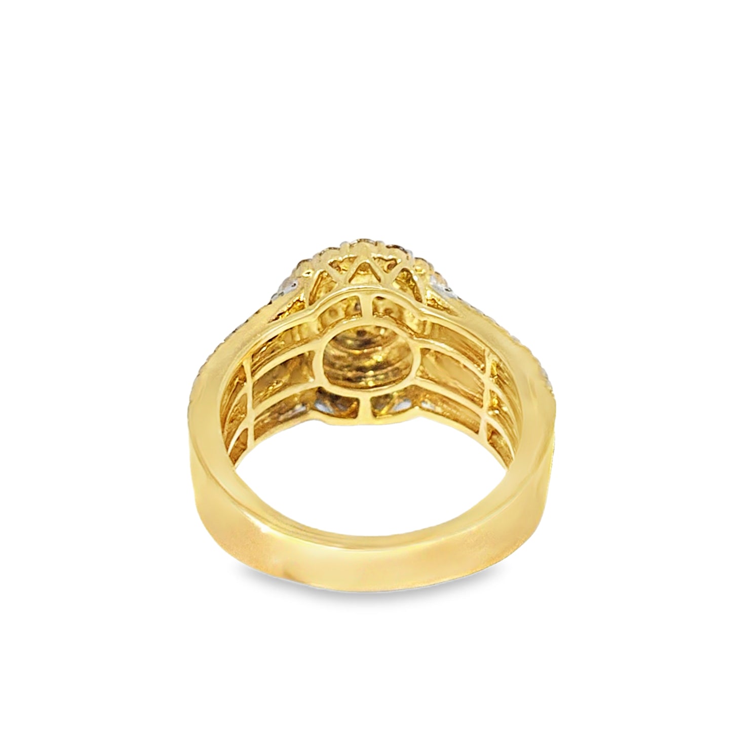 Womens Cluster Halo Diamond Ring 1.17 ctw 10K Yellow Gold