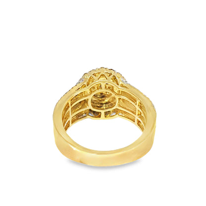 Womens Cluster Halo Diamond Ring 1.17 ctw 10K Yellow Gold