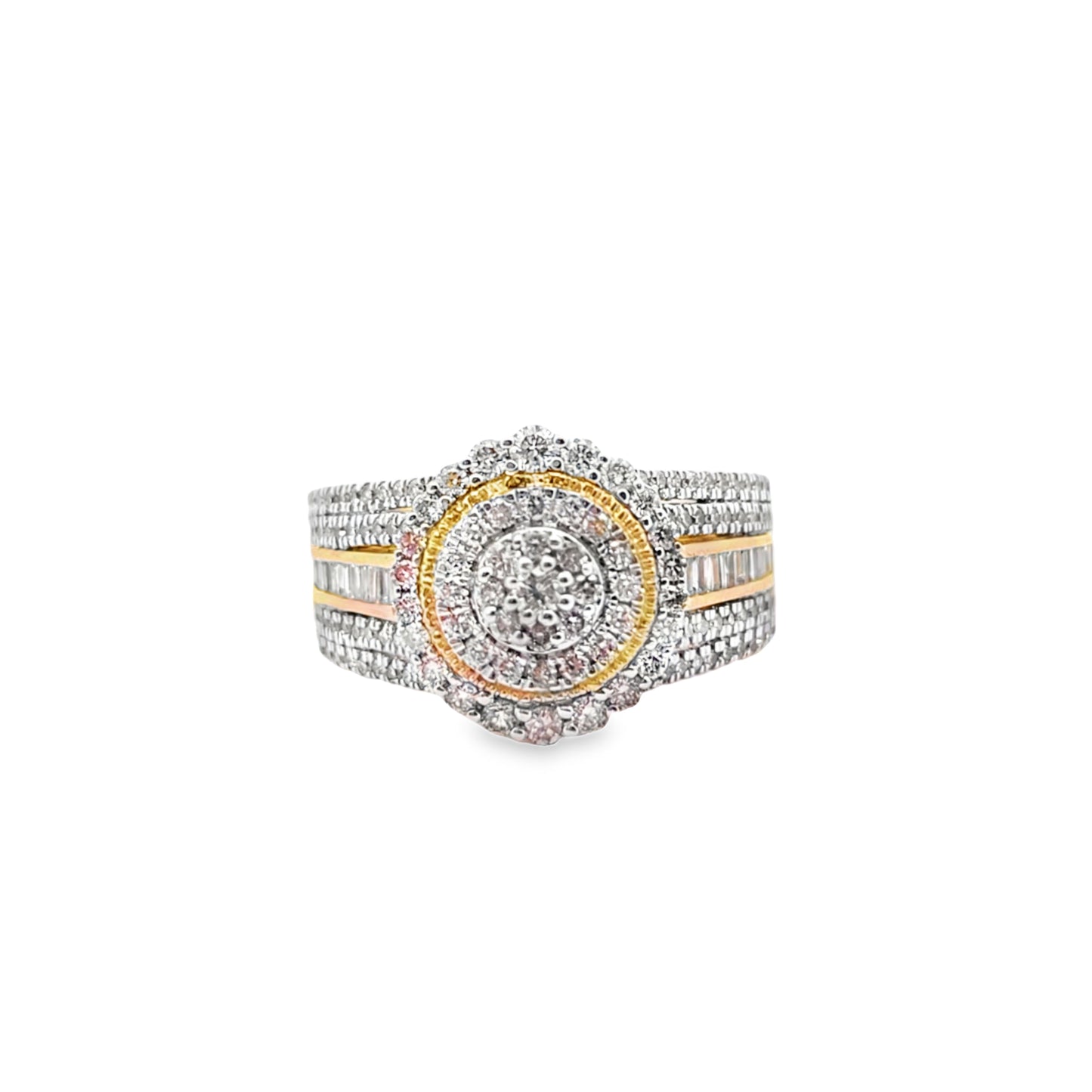 Womens Cluster Halo Diamond Ring 1.17 ctw 10K Yellow Gold