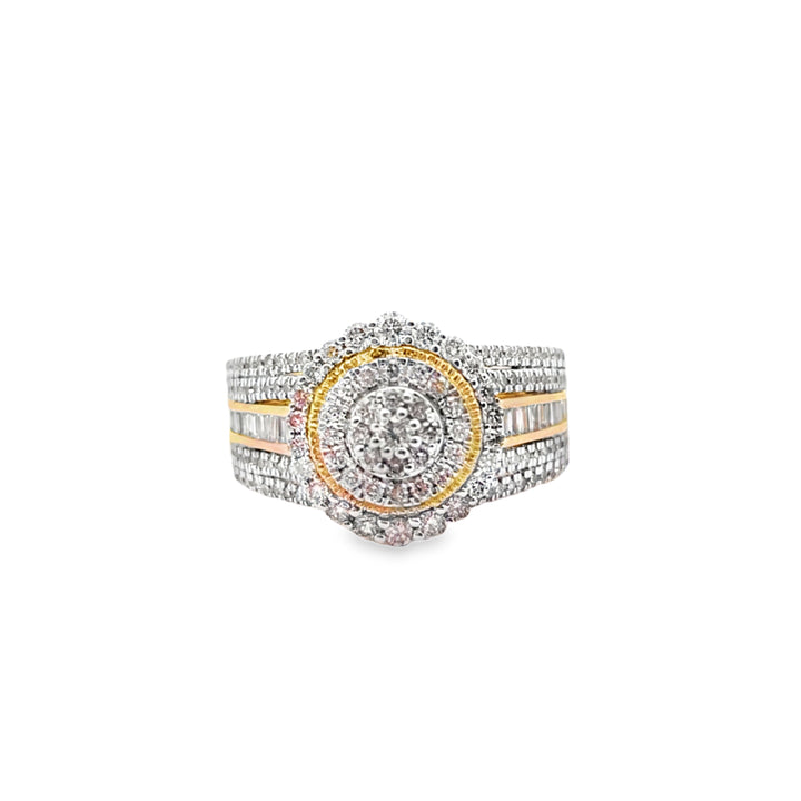 Womens Cluster Halo Diamond Ring 1.17 ctw 10K Yellow Gold