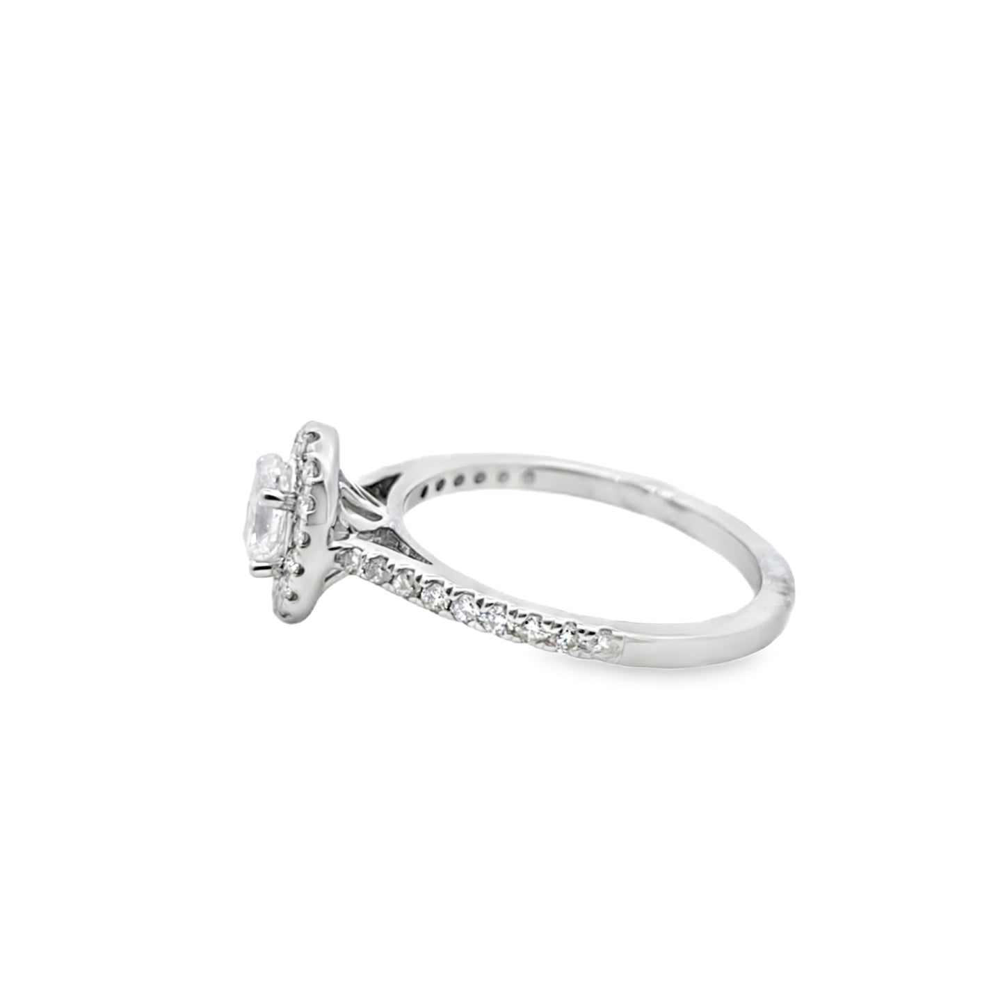Diamond Oval Solitaire Ring 0.72 ctw 14K White Gold