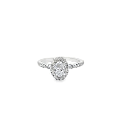 Diamond Oval Solitaire Ring 0.72 ctw 14K White Gold