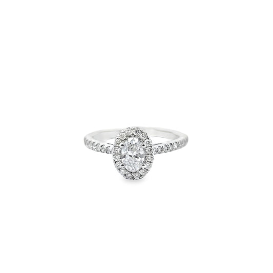 Diamond Oval Solitaire Ring 0.72 ctw 14K White Gold