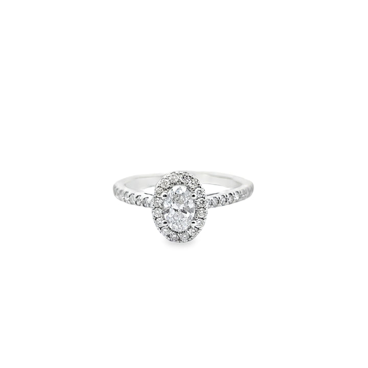 Diamond Oval Solitaire Ring 0.72 ctw 14K White Gold