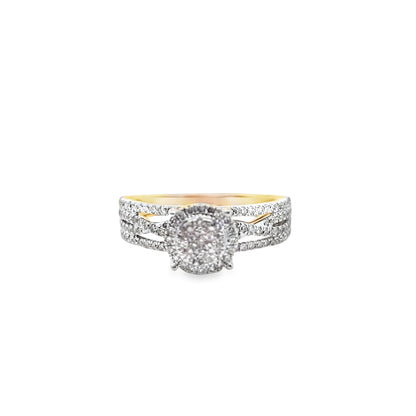 Diamond Wedding Trio Set Ring 1.89 ctw 14K Yellow Gold