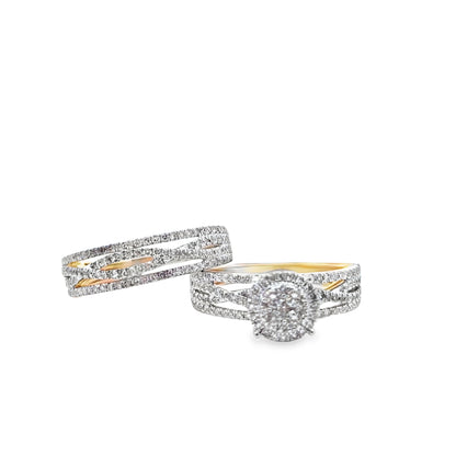 Diamond Wedding Trio Set Ring 1.89 ctw 14K Yellow Gold