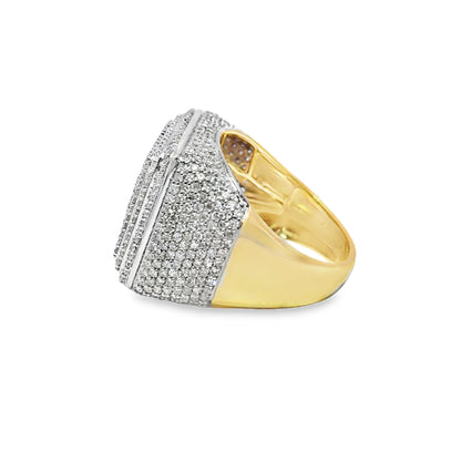 Men’s Diamond Baguette Ring 3.29 CTW | 10K Yellow Gold Square Iced-Out Pinky Ring