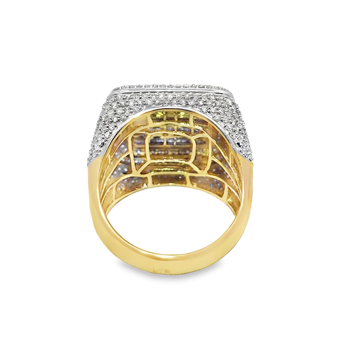 Men’s Diamond Baguette Ring 3.29 CTW | 10K Yellow Gold Square Iced-Out Pinky Ring