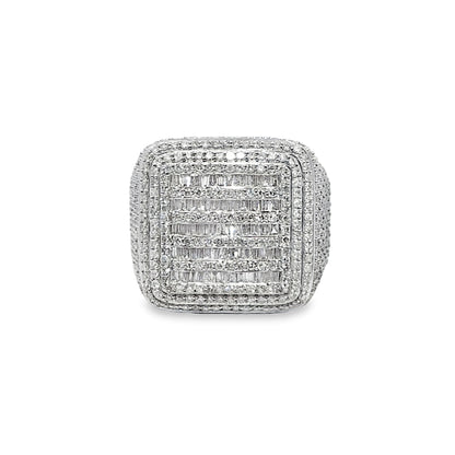 Men’s Diamond Baguette Ring 3.29 CTW | 10K Yellow Gold Square Iced-Out Pinky Ring