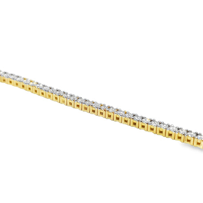 14K Yellow Gold Women's Diamond Tennis Bracelet 3.00ctw with Heart Clasp