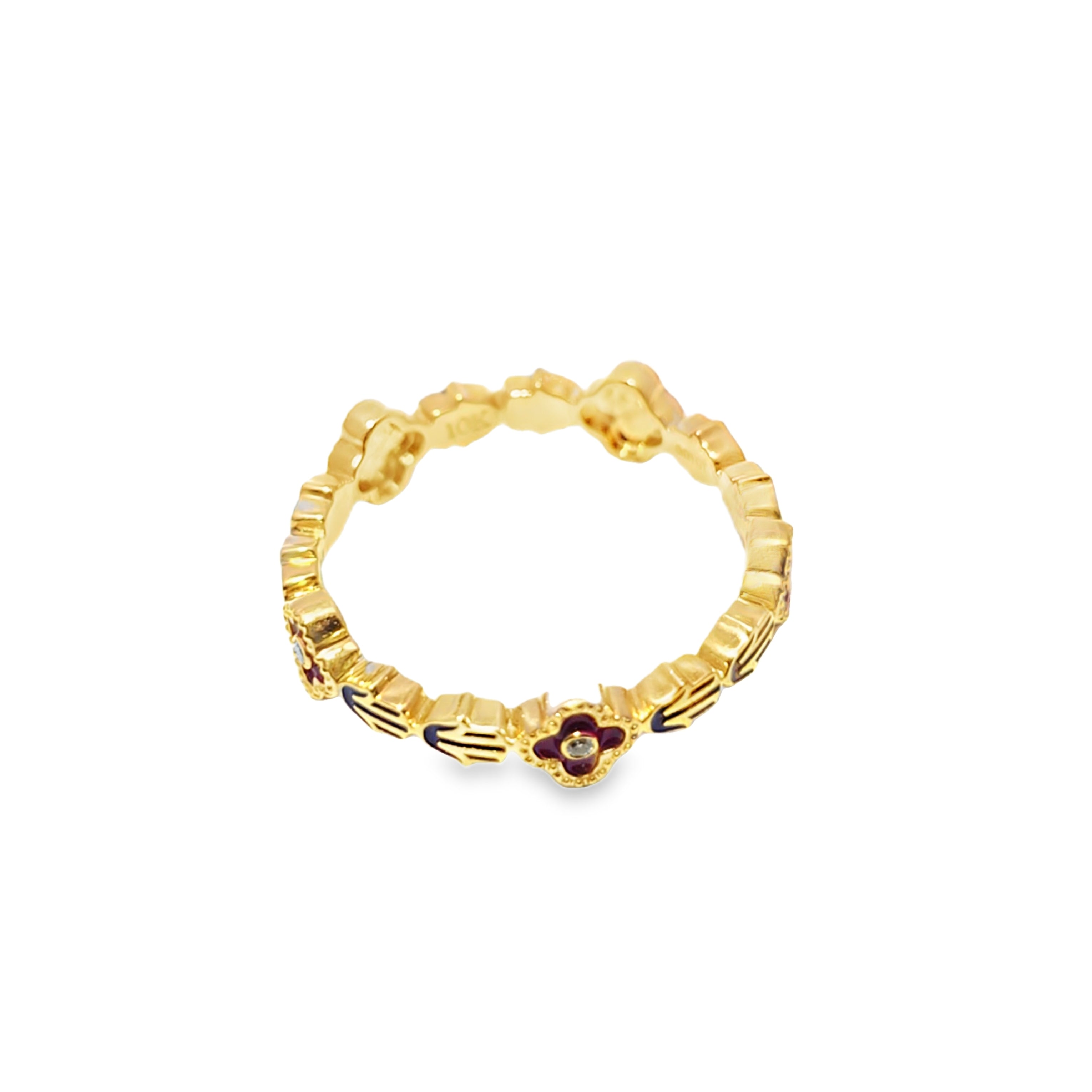Diamond Evil Eye Band Ring 0.03 ctw 10K Yellow Gold