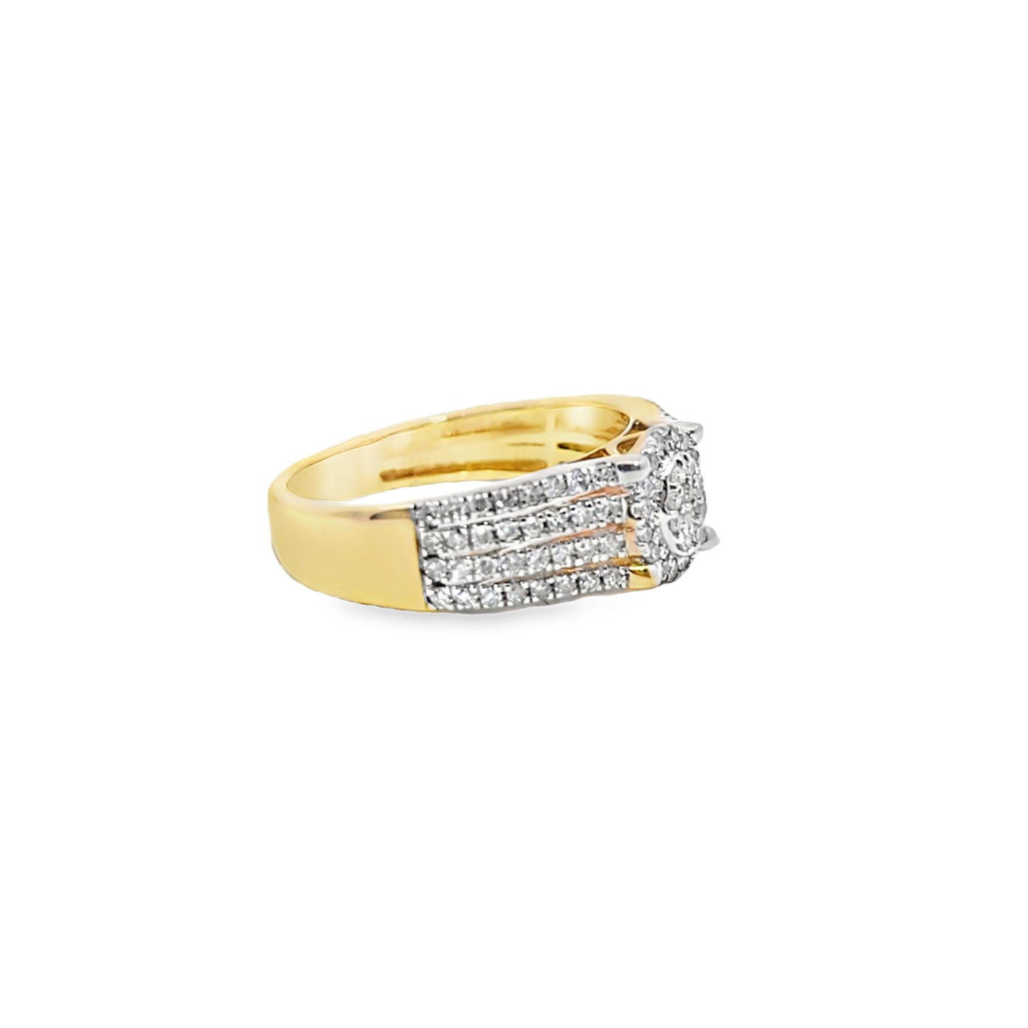 Oval Shaped 4 Row Diamond Ring 0.46 ctw 10K Yellow Gold