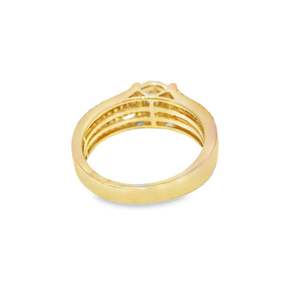 Oval Shaped 4 Row Diamond Ring 0.46 ctw 10K Yellow Gold