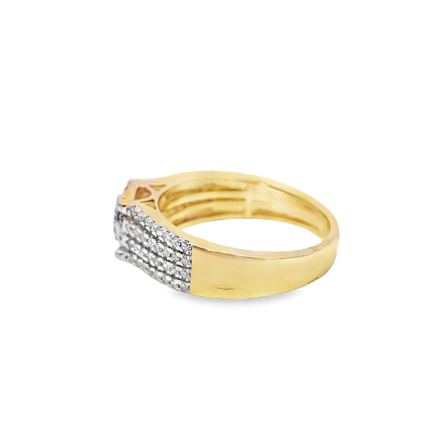 Oval Shaped 4 Row Diamond Ring 0.46 ctw 10K Yellow Gold