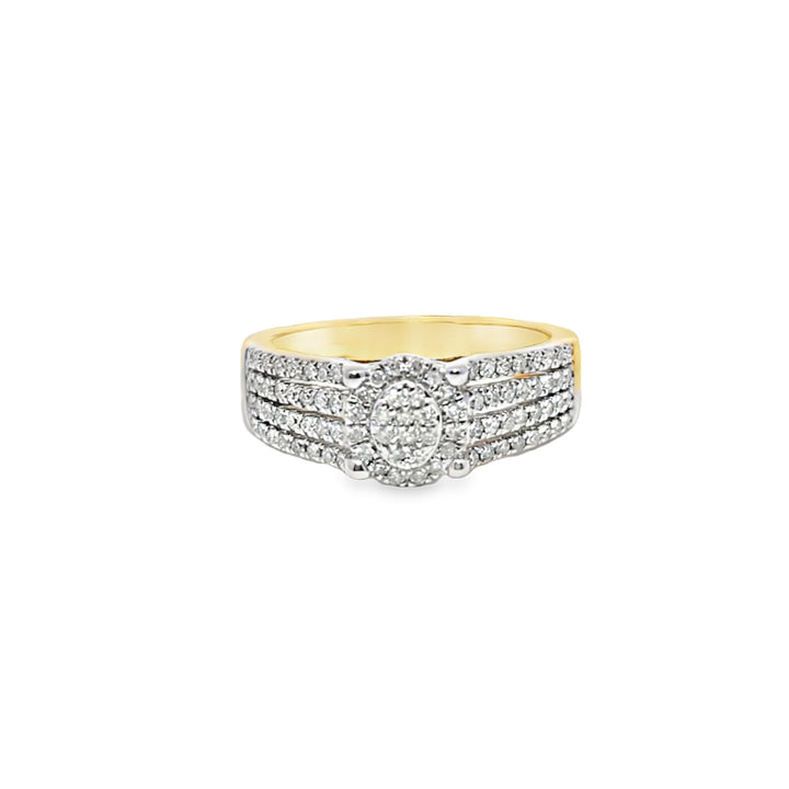 Oval Shaped 4 Row Diamond Ring 0.46 ctw 10K Yellow Gold