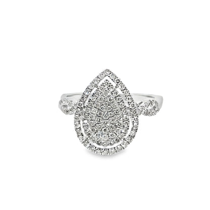 Diamond Pear Shaped Ring 0.73 ctw 10K White Gold