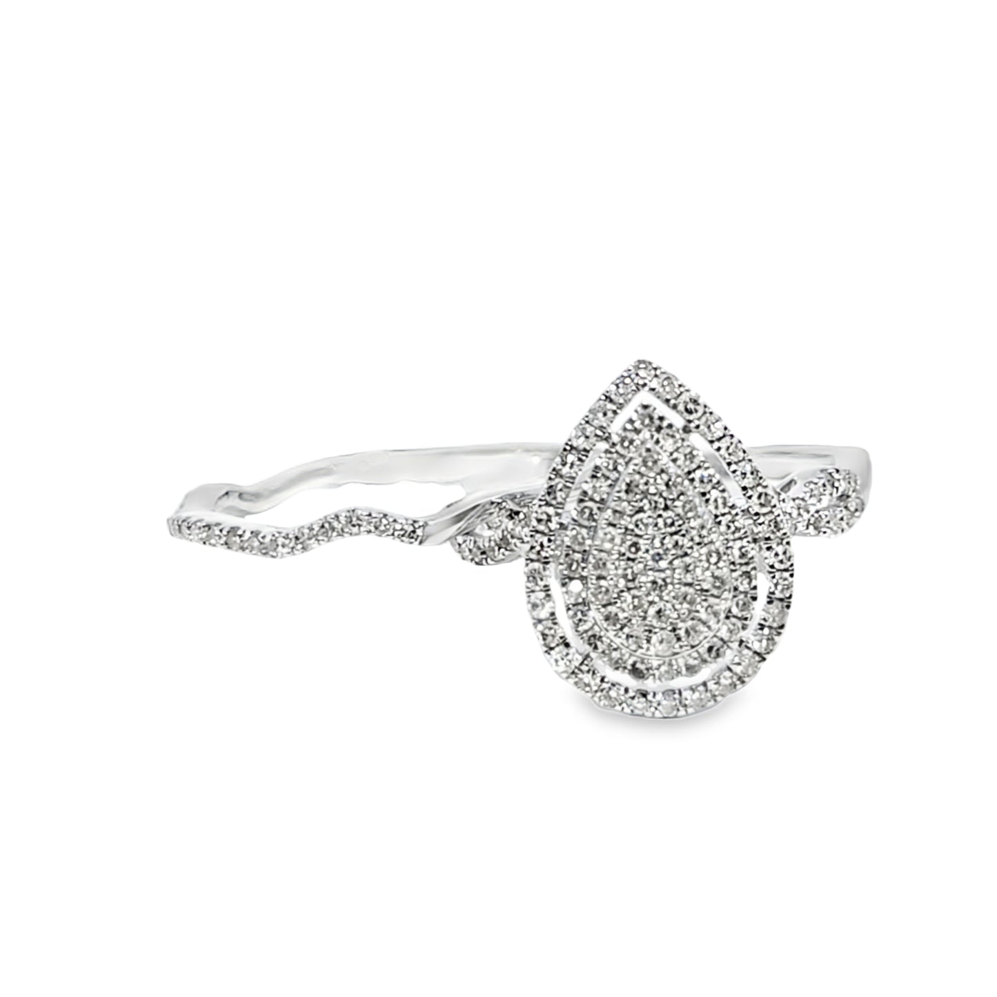 Diamond Pear Shaped Ring 0.73 ctw 10K White Gold