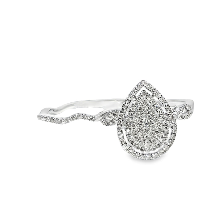 Diamond Pear Shaped Ring 0.73 ctw 10K White Gold