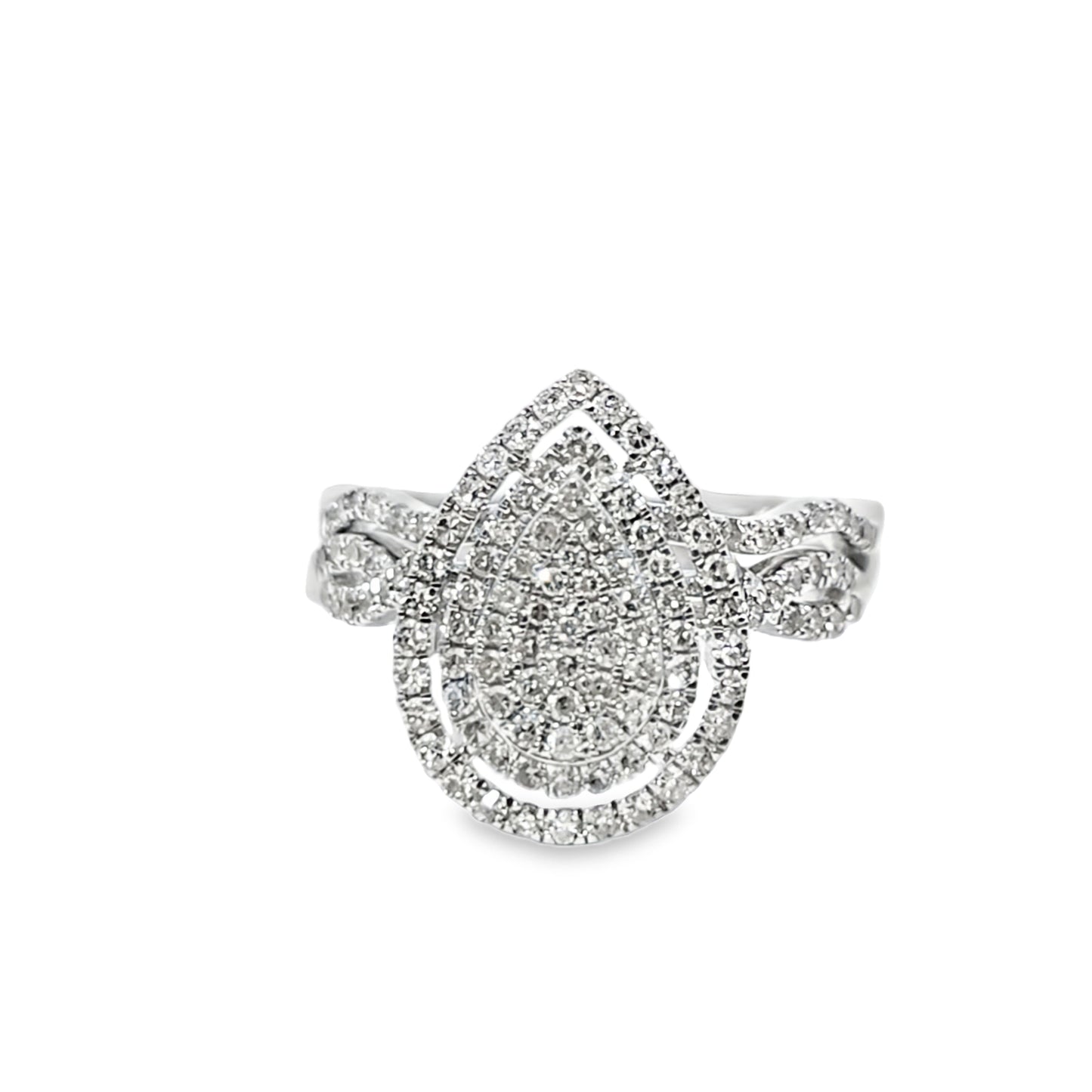 Diamond Pear Shaped Ring 0.73 ctw 10K White Gold