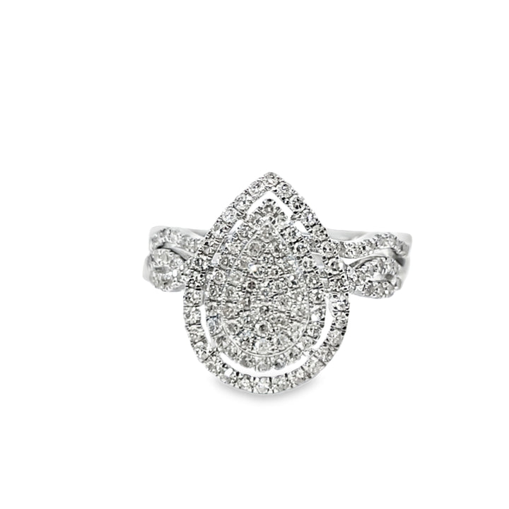 Diamond Pear Shaped Ring 0.73 ctw 10K White Gold