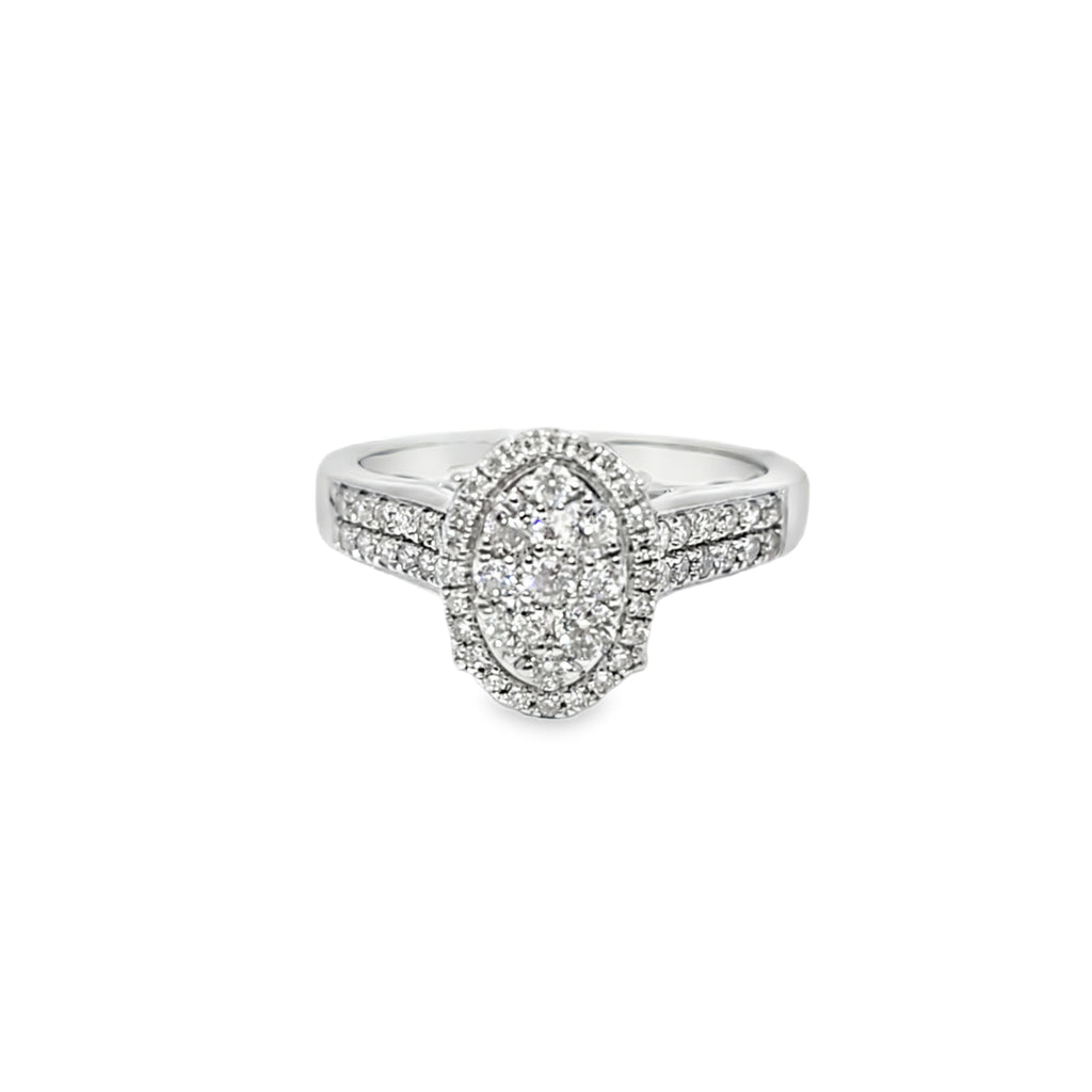 Diamond Oval Shaped Ring 0.60 ctw 14K White Gold
