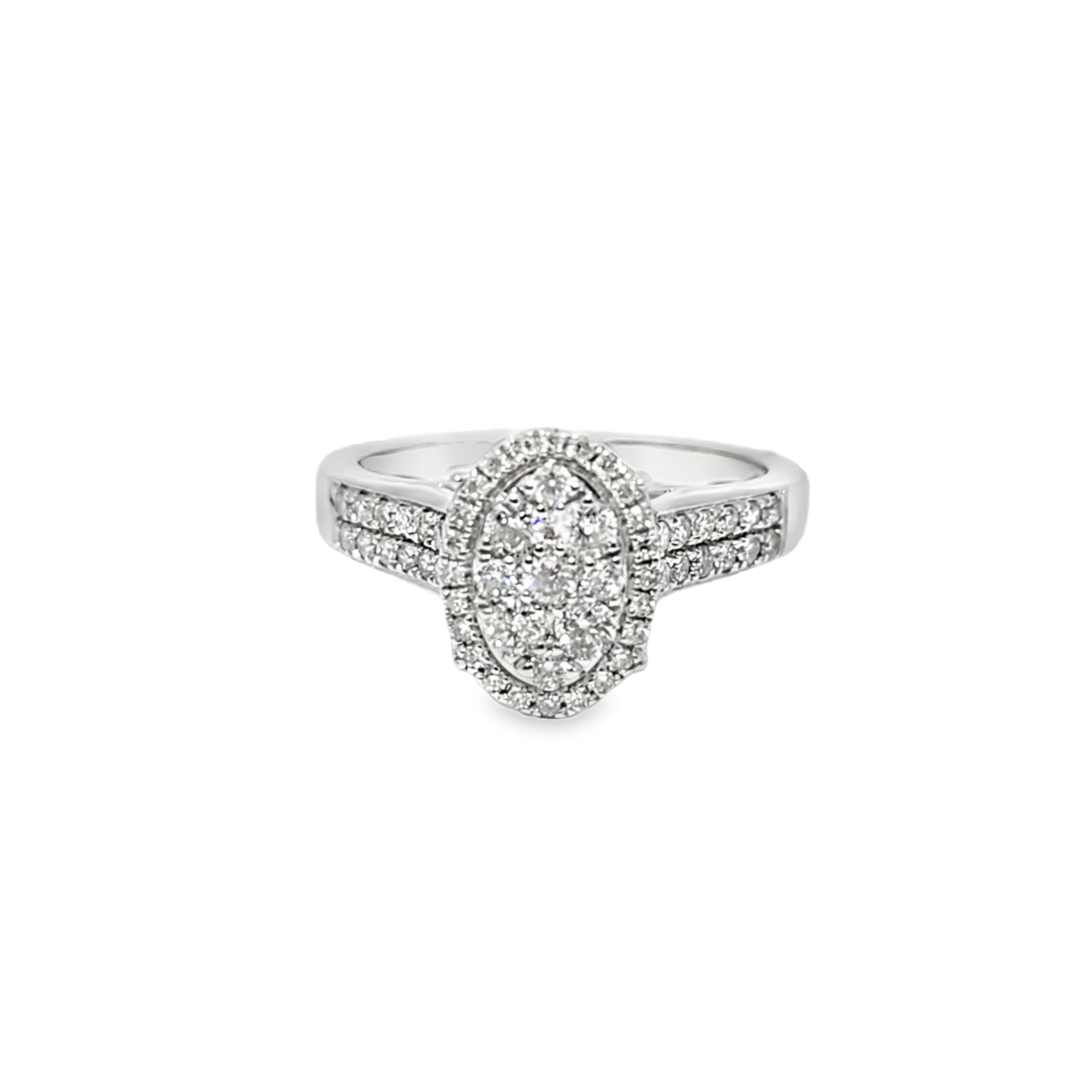 Diamond Oval Shaped Ring 0.60 ctw 14K White Gold