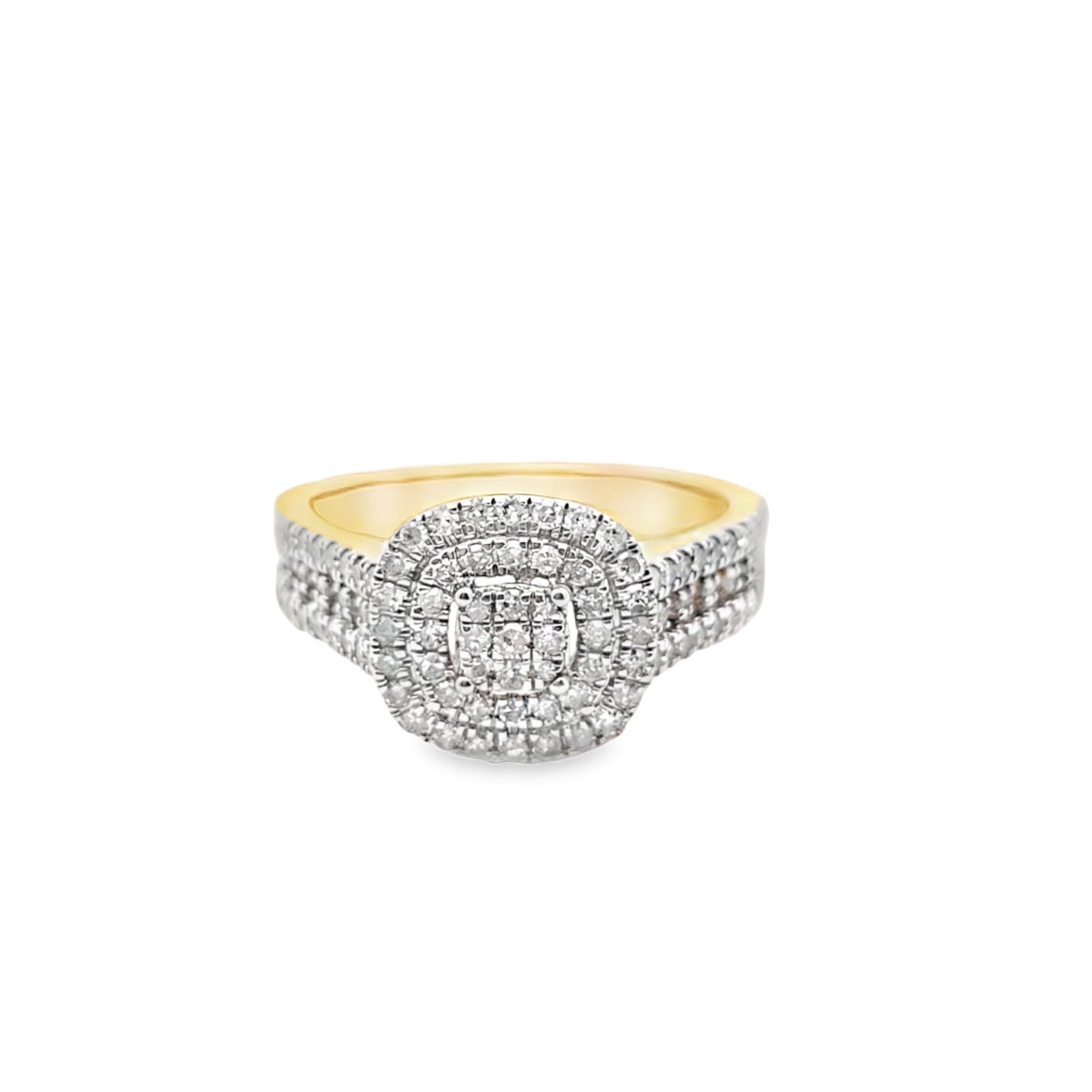Diamond Cushion Shape Engagement Ring 0.73 ctw 10K Yellow Gold