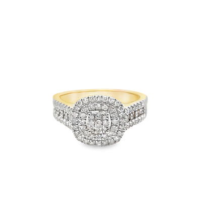 Diamond Cushion Shape Engagement Ring 0.73 ctw 10K Yellow Gold