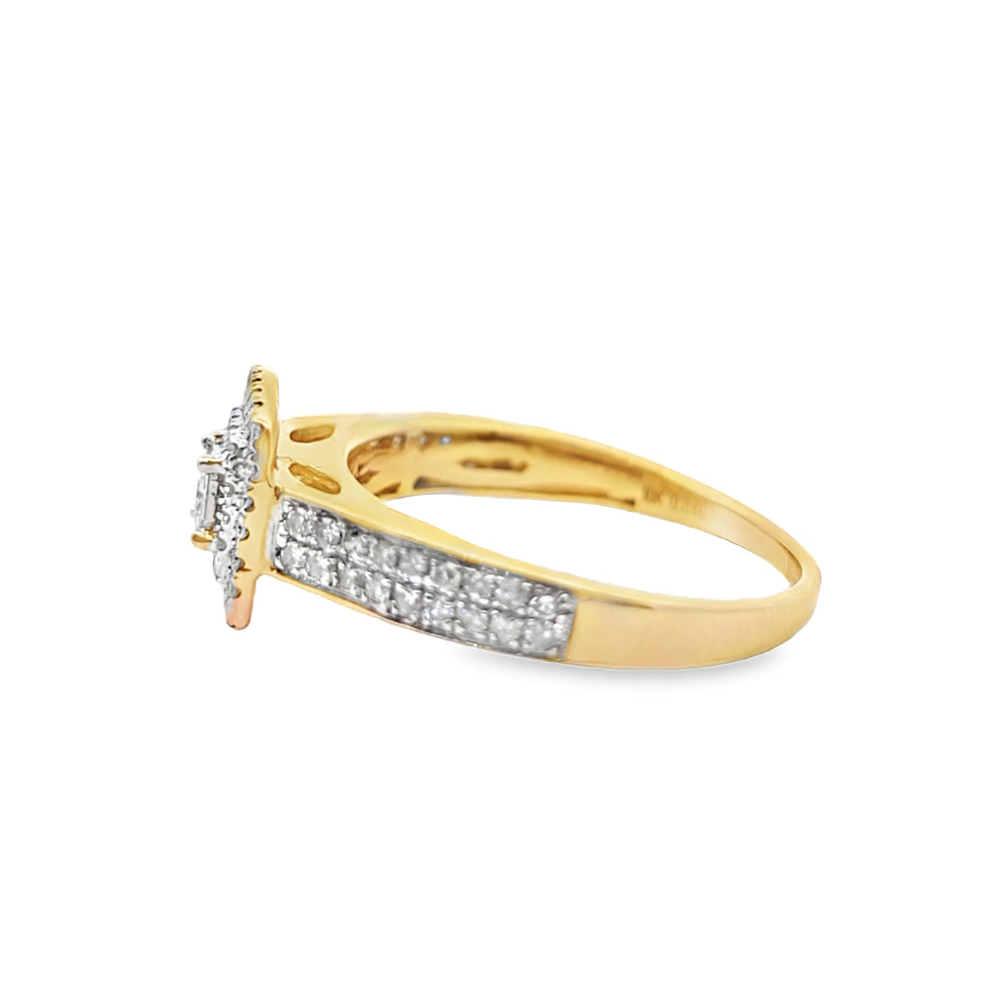 Diamond Engagement Ring with Band 0.84 ctw 10K Yellow Gold