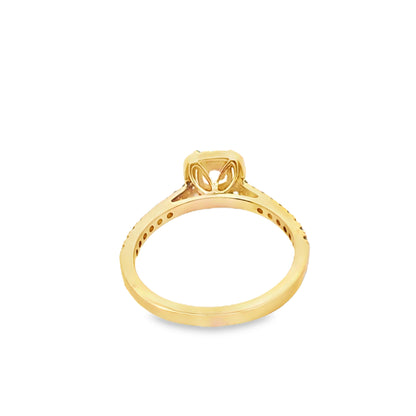 Halo Set Solitaire Diamond Engagement Ring 1.35 ctw 14K Yellow Gold
