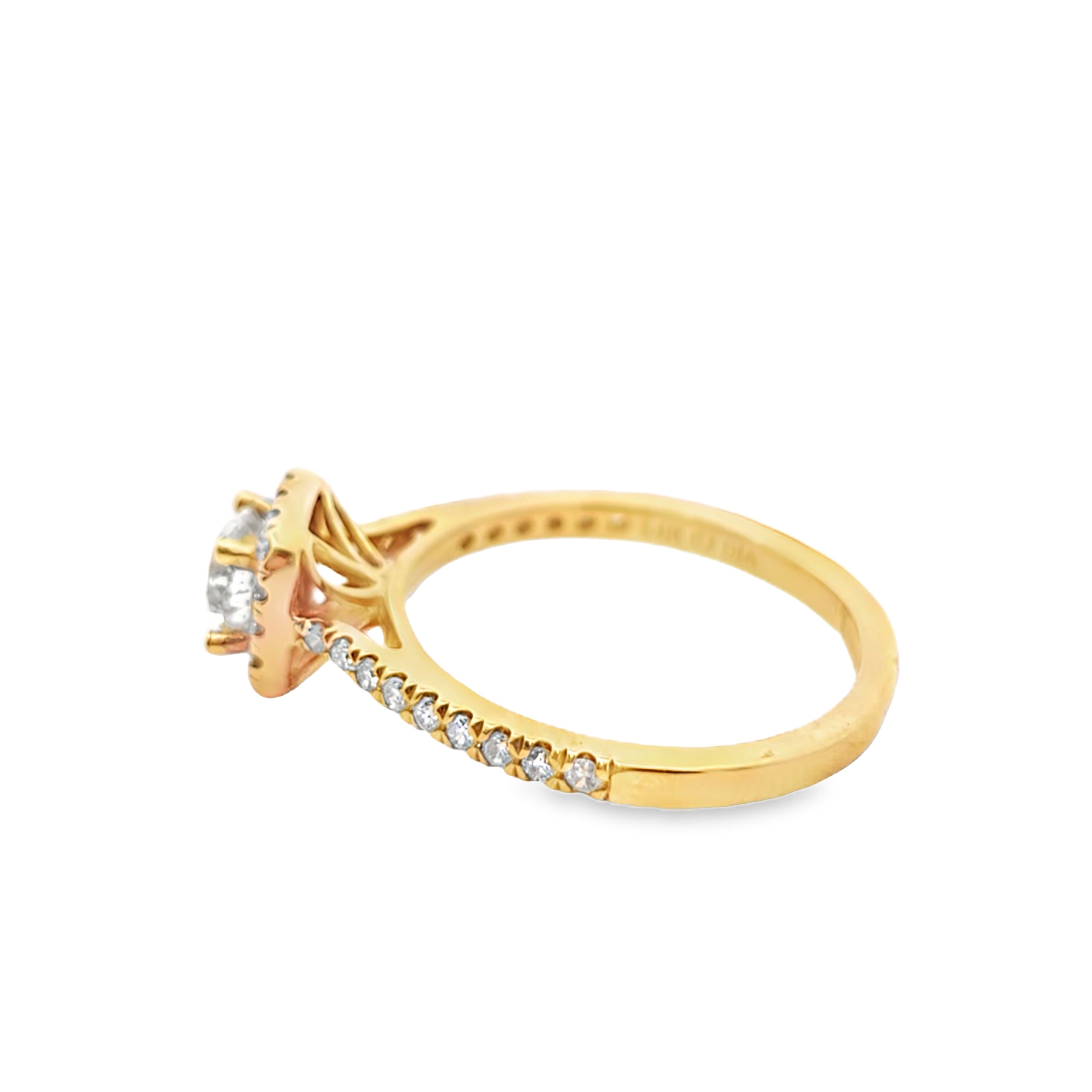 Halo Set Solitaire Diamond Engagement Ring 1.35 ctw 14K Yellow Gold