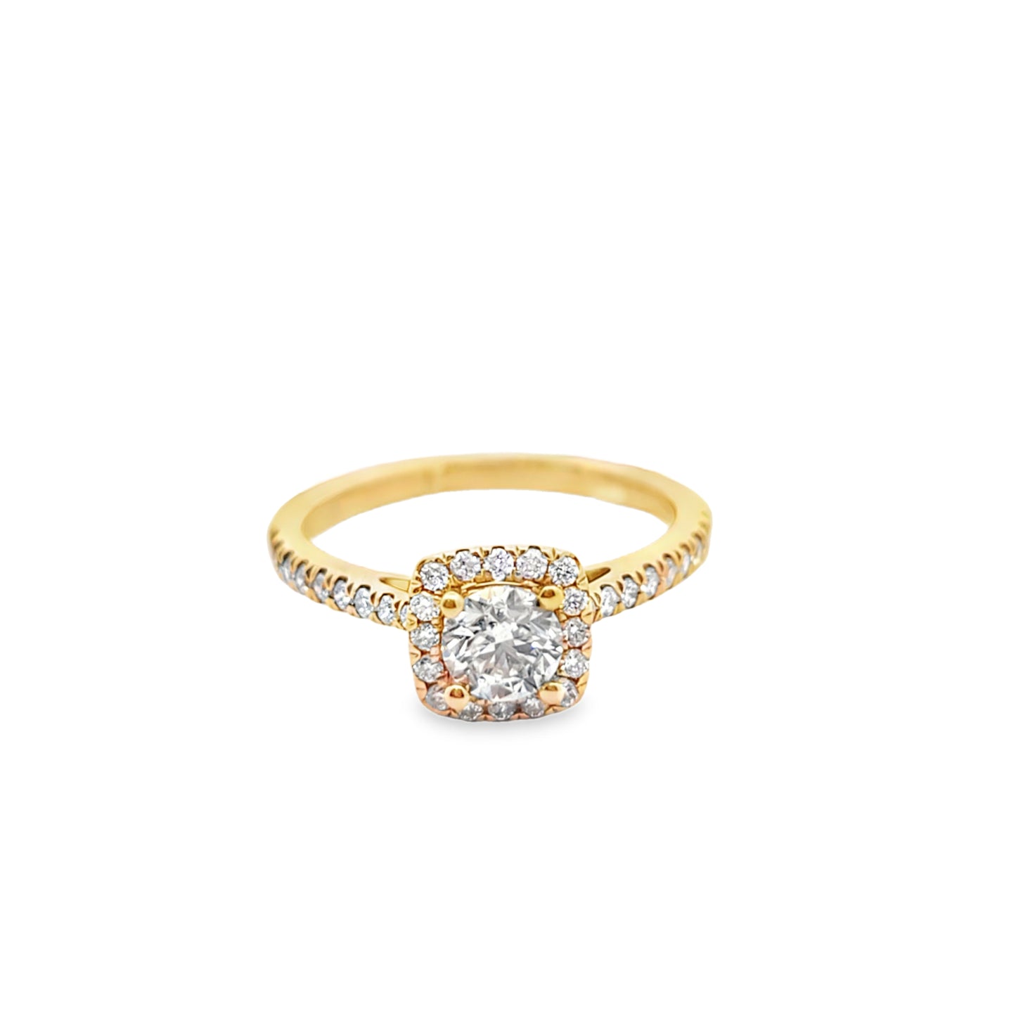 Halo Set Solitaire Diamond Engagement Ring 1.35 ctw 14K Yellow Gold