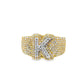“K” Initial Diamond Ring 1.50 CTW in 10K Yellow Gold – Micro-Pavé Style