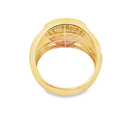 Men’s Diamond Round Baguette Pinky Ring 0.73 CTW | 10K Yellow Gold Iced-Out Design