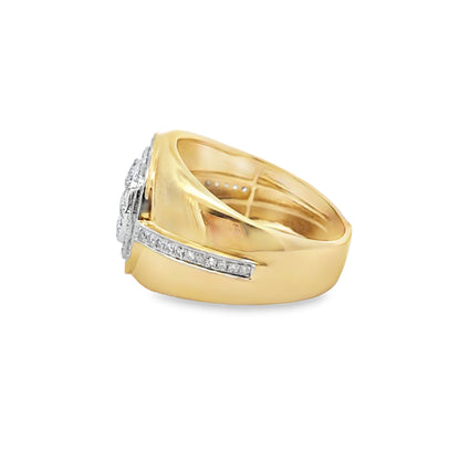 Men’s Diamond Round Baguette Pinky Ring 0.73 CTW | 10K Yellow Gold Iced-Out Design