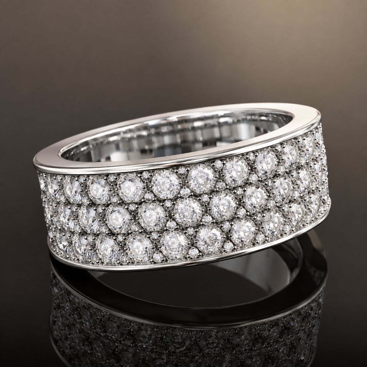 Infinity three-row lab grown diamond eternity band in 14K white gold