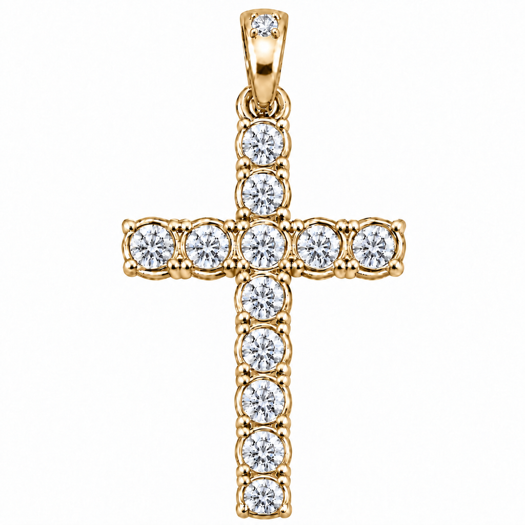 6.70 CTW Lab Grown Diamond Cross Pendant – 50 Pointer Diamond Iced Out Cross in Silver